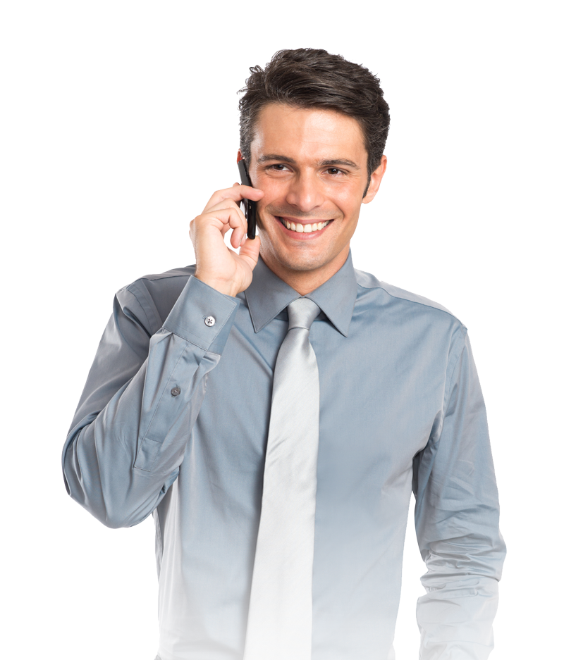 Friendly support representative on the phone